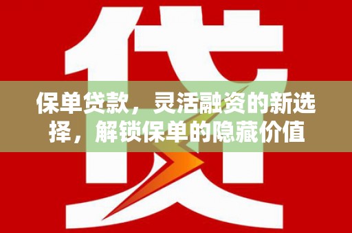 龙山保单贷款，灵活融资的新选择，解锁保单的隐藏价值
