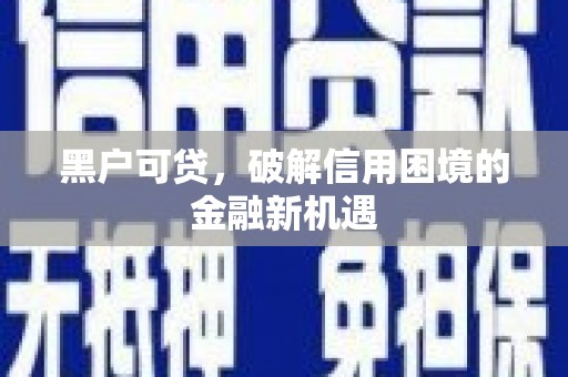 龙山黑户可贷，破解信用困境的金融新机遇