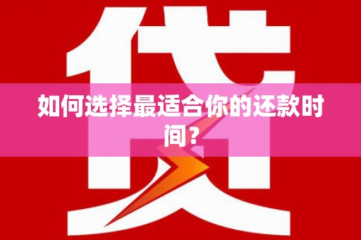 龙山如何选择最适合你的还款时间？